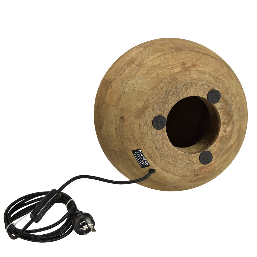 Boule 1 Light Turned Wood Ball Table Lamp Small Base Only - Natural - ZAF14117A