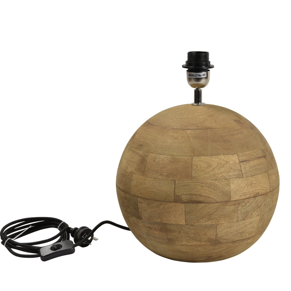 Boule 1 Light Turned Wood Ball Table Lamp Small Base Only - Natural - ZAF14117A