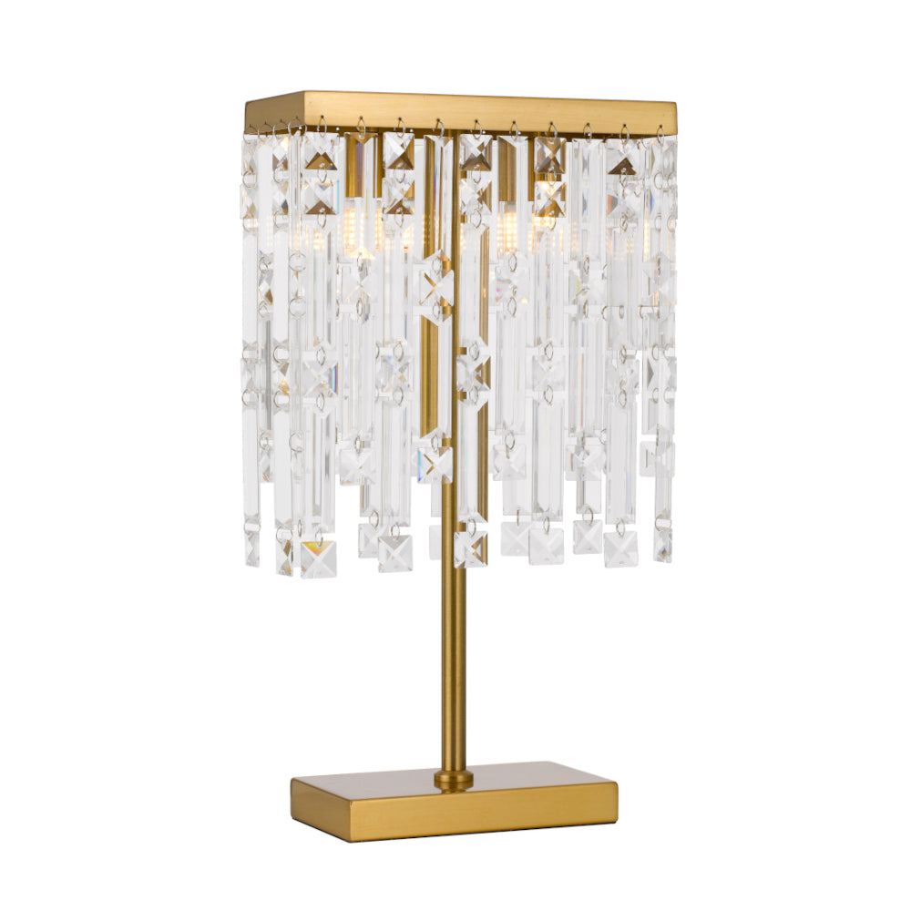Buy Table Lamps Australia Cerone 2 Light Crystal Table Lamp Antique Gold & Clear - CERONE TL-AGCLR
