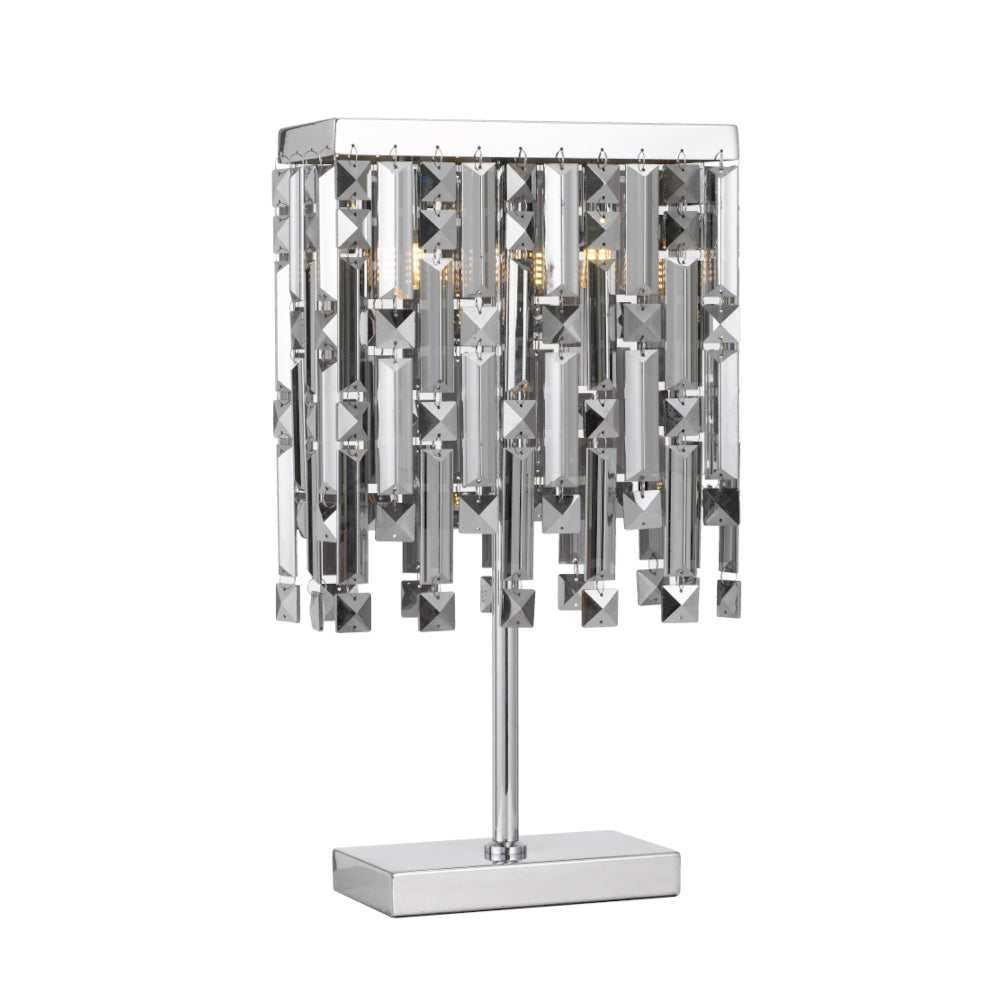 Buy Table Lamps Australia Cerone 2 Light Crystal Table Lamp Chrome & Smoke - CERONE TL-CHSM