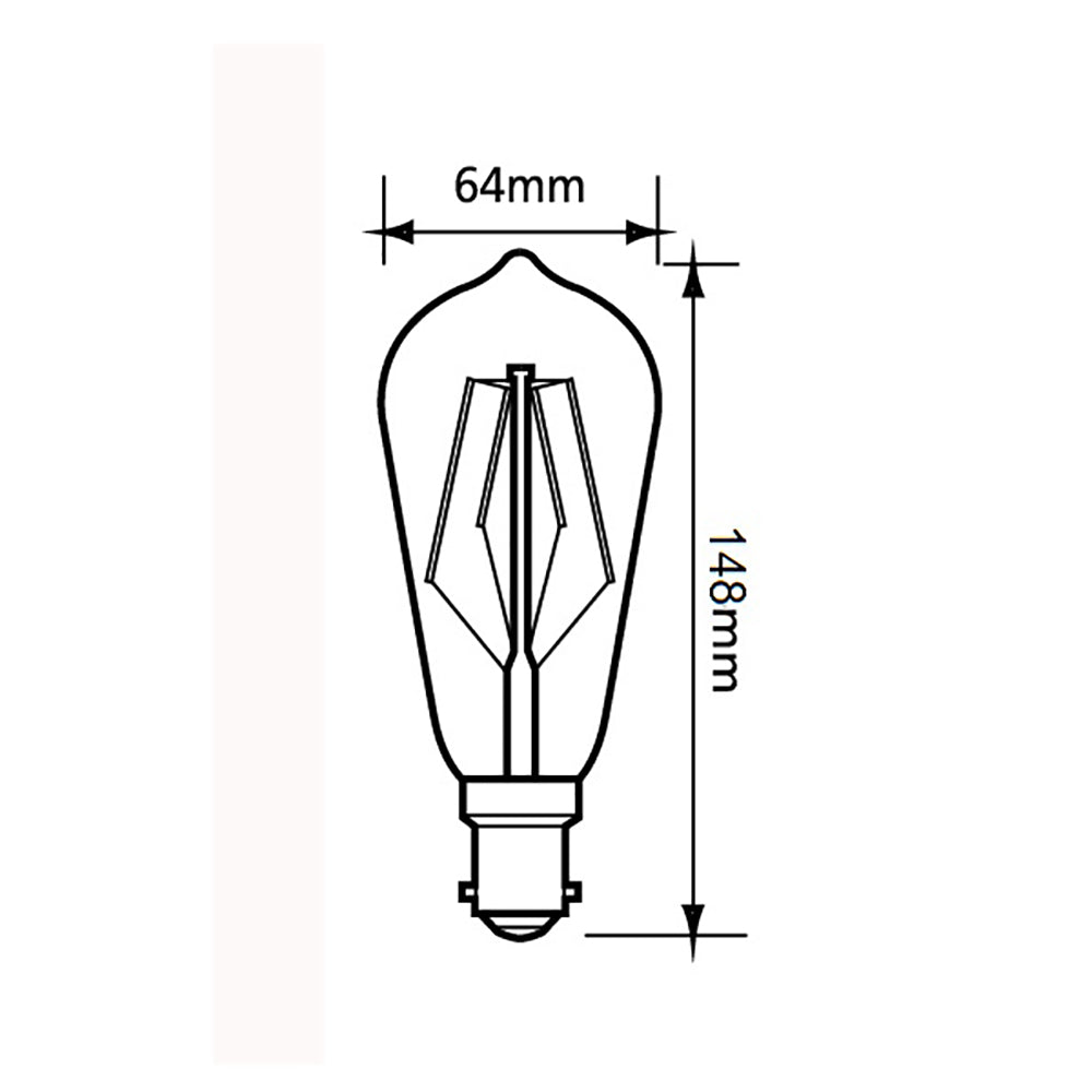 ST64 Pear LED Filament Globe BC 8W 240V Glass 2700K - CF26DIM