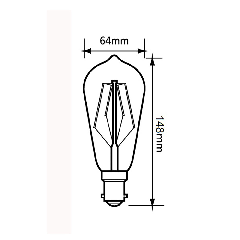 Buy LED Filament Globes Australia ST64 Pear LED Filament Globe BC 8W 240V Glass 6000K - CF27DIM