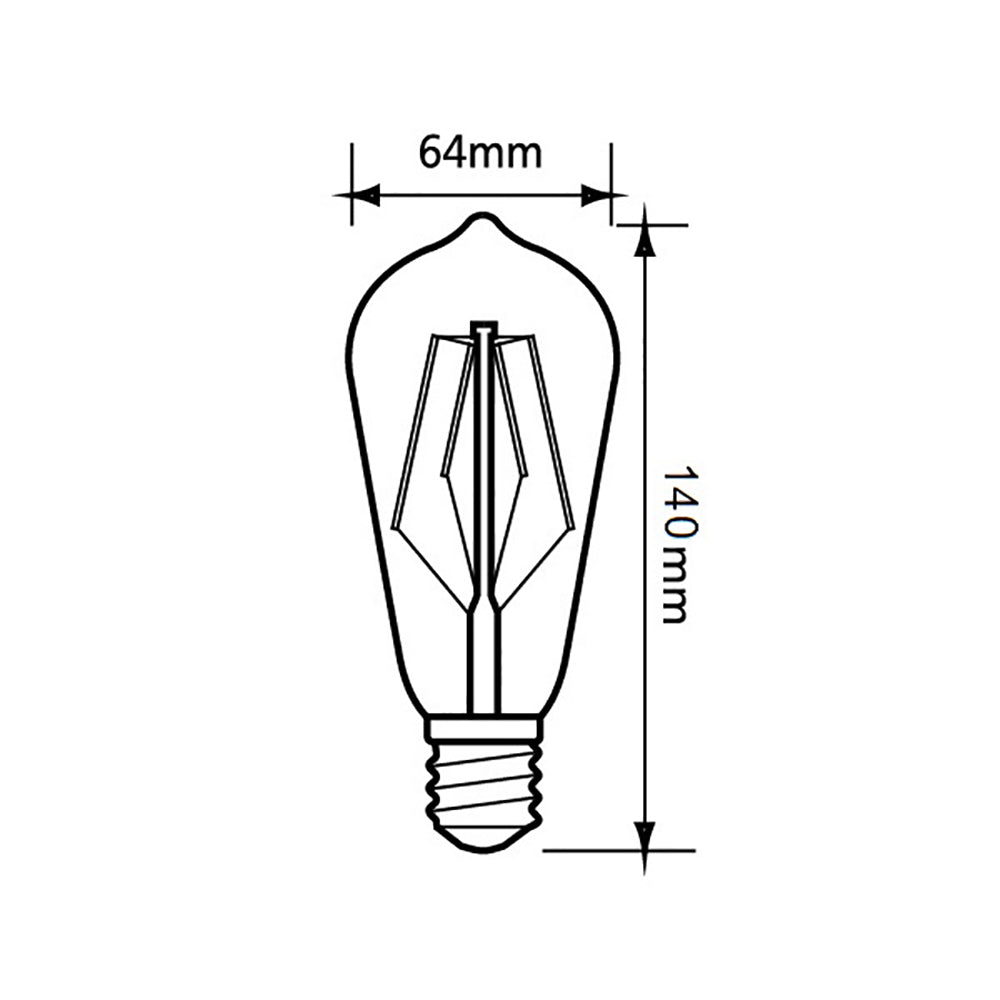 ST64 Pear LED Filament Globe ES 8W 240V Glass 2700K - CF28DIM