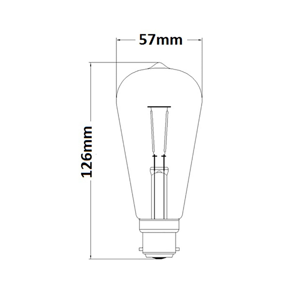 ST57 LED Filament Globe BC 4W 240V Amber Glass 2200K - CF5A
