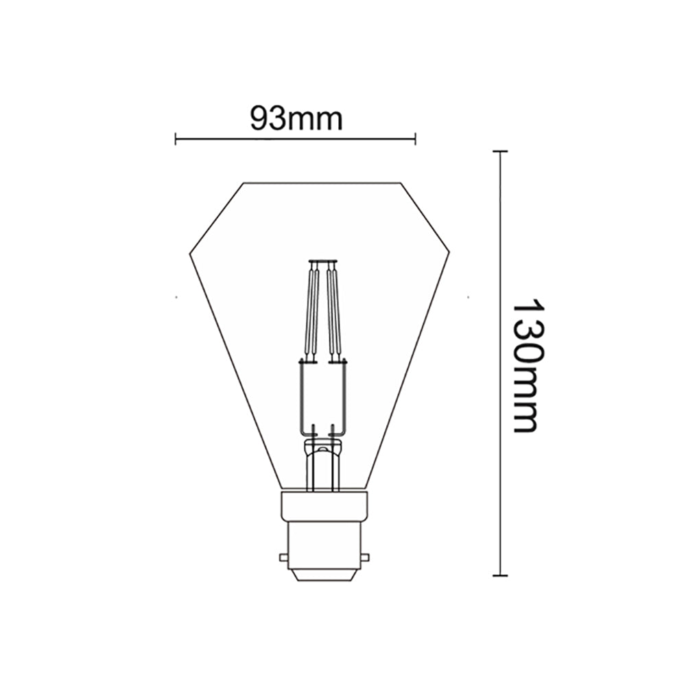 Diamond LED Filament Globe BC 3.5W 240V Clear Glass 2200K - CF7