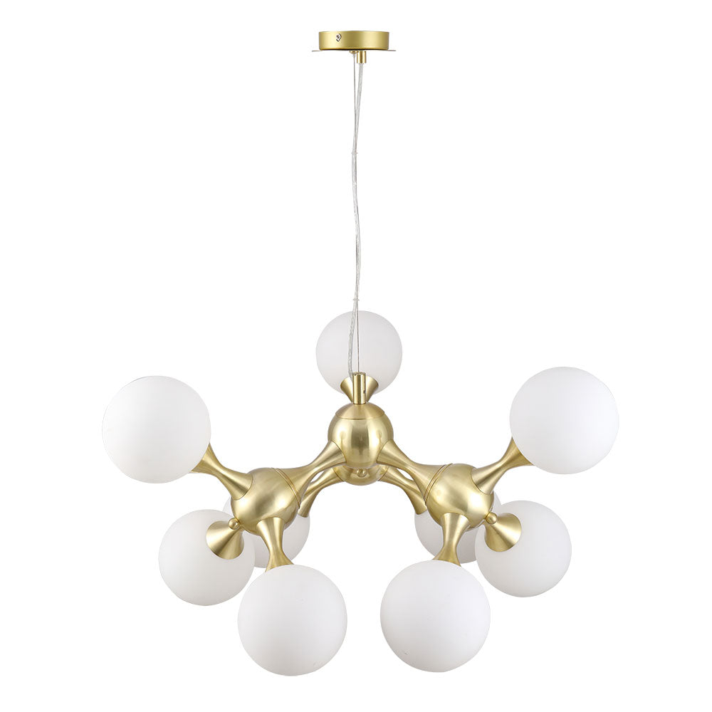 Buy Pendant Lights Australia COSMIC Pendant 9 Lights Matt Brass Metal / Opal Glass - COSMIC PE80-BM