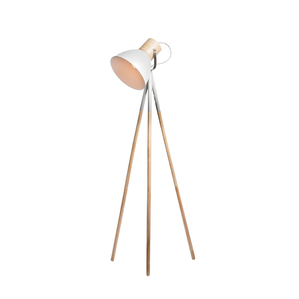 Alfred Floor Lamp White Metal / Cream Timber - A86321WHT