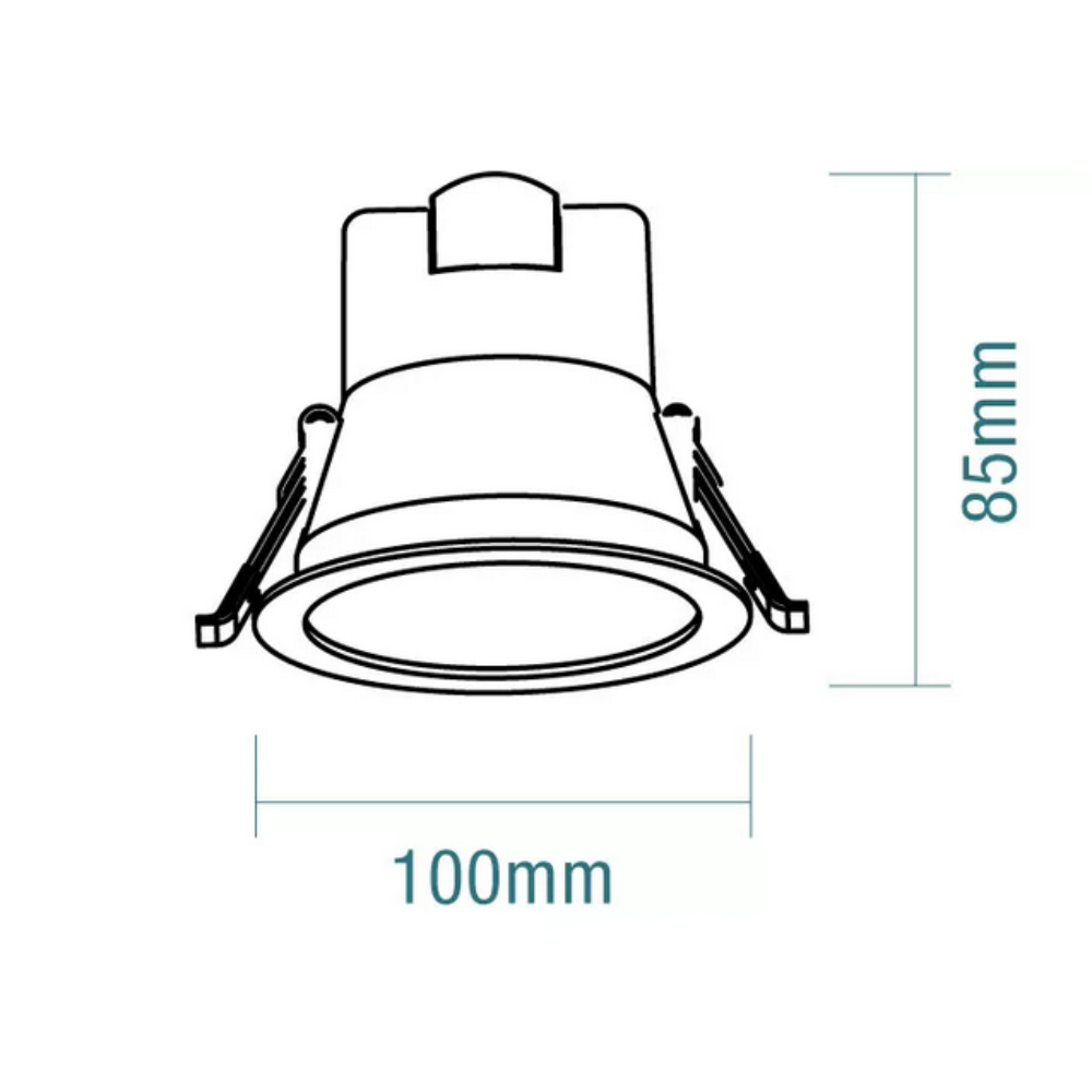 Buy Recessed LED Downlights Australia Rex Recessed LED Downlight W100mm Black PLastic 3 CCT - TLRD3459MD