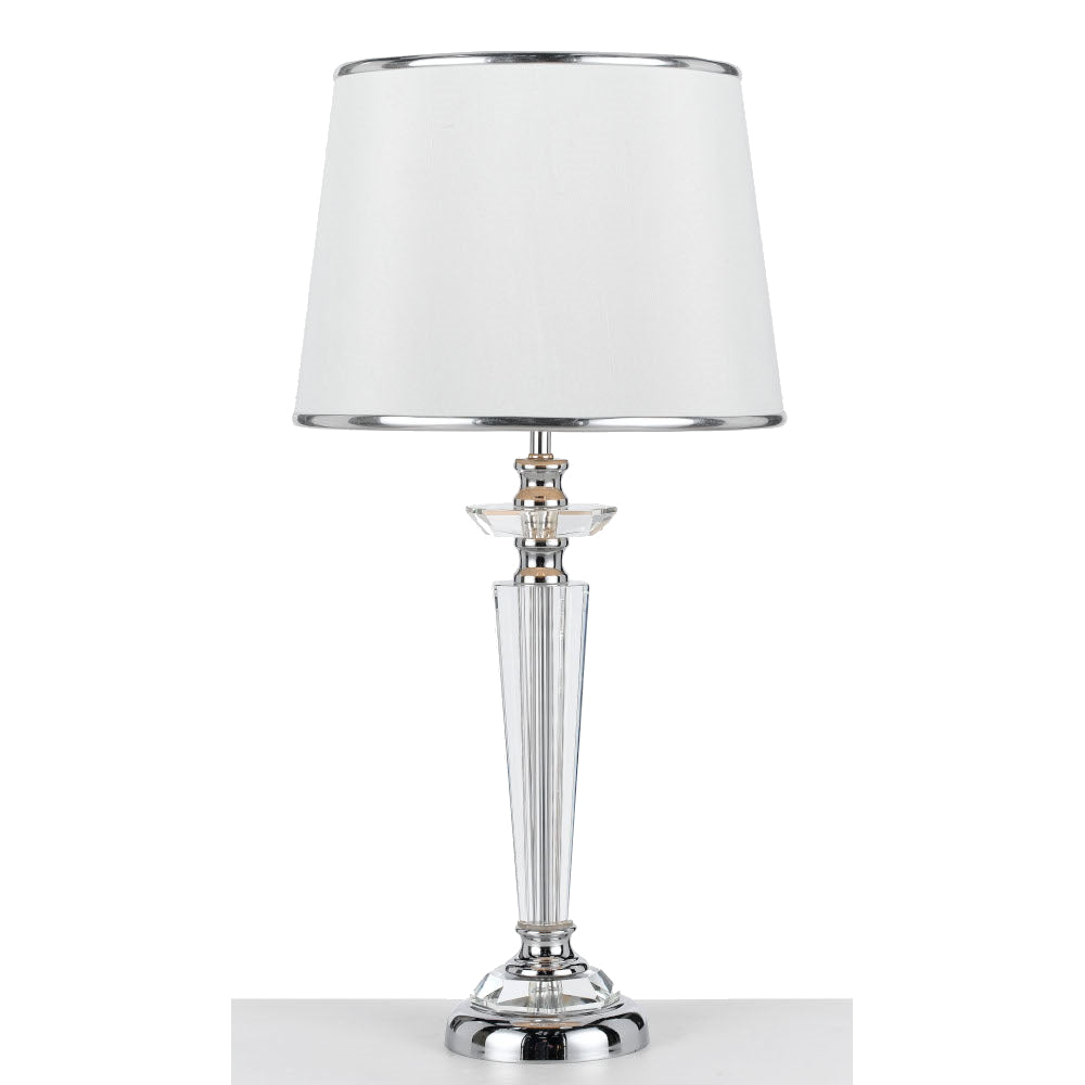 Diana 1 Light Table Lamp Chrome, Crystal, White - DIANA TL-CH+WH