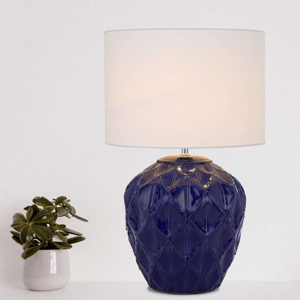 Buy Table Lamps Australia Diaz Table Lamp Light Blue Ceramic / White Fabric - DIAZ TL-BLWH