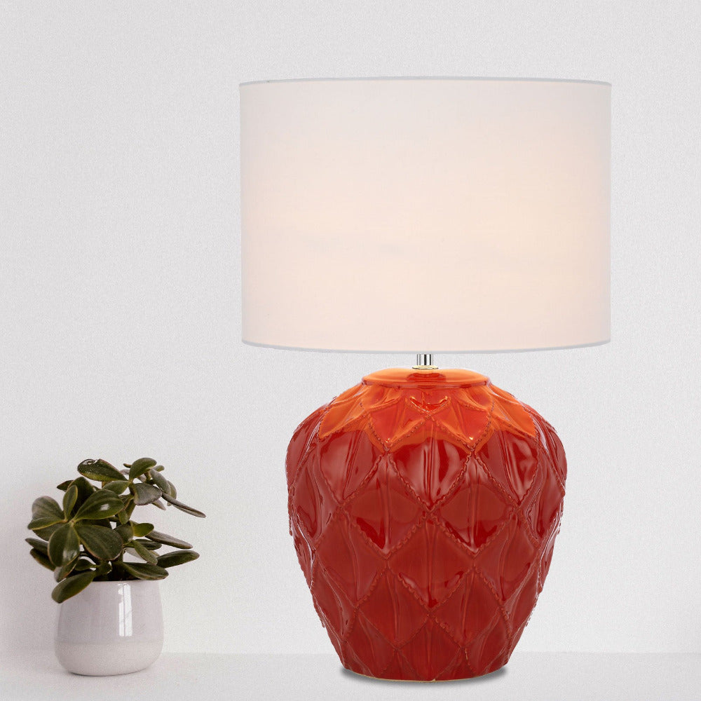 Buy Table Lamps Australia Diaz Table Lamp Light Red Ceramic / White Fabric - DIAZ TL-RDWH