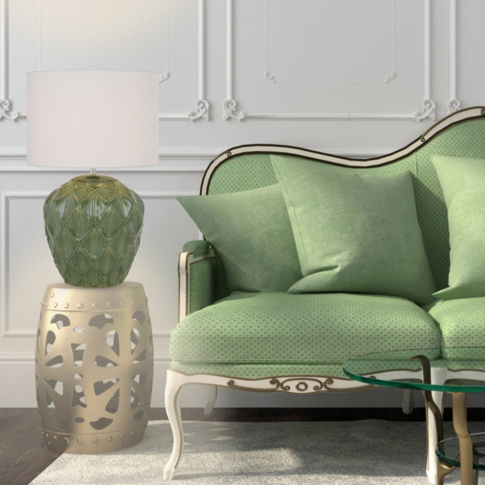 Diaz Table Lamp Light Green Ceramic / White Fabric - DIAZ TL-GNWH