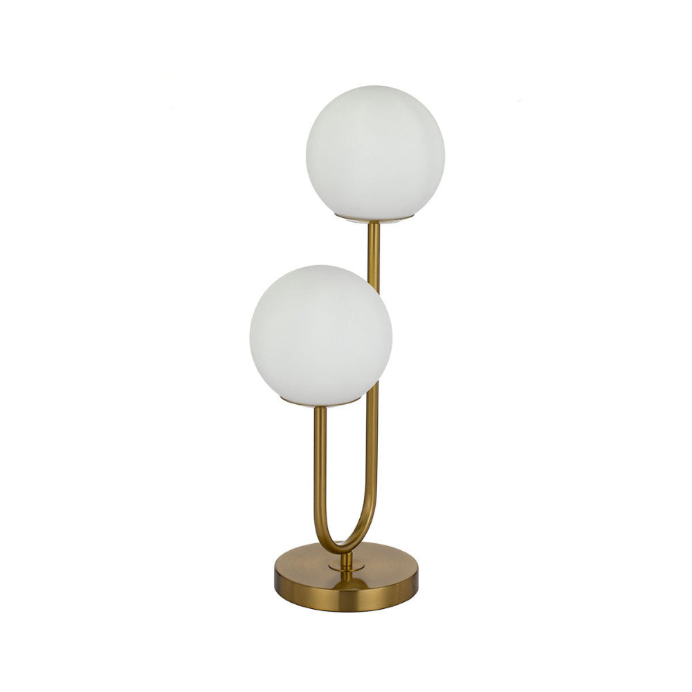 Eterna 2 Light Table Lamp Antique Gold & Opal Matt - ETERNA TL2-AGOM