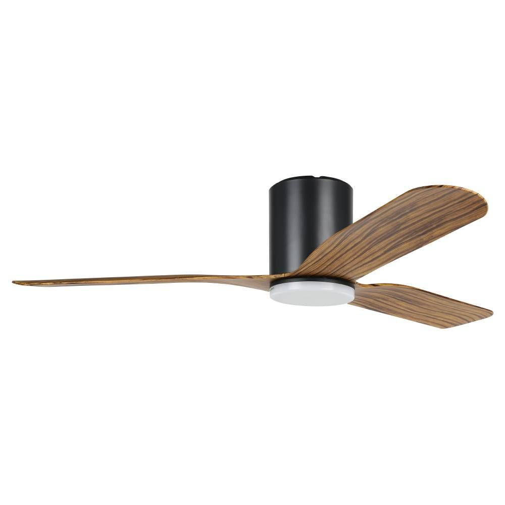 ILUKA Hugger DC Ceiling Fan 52" Black & Wood With LED - 20538315
