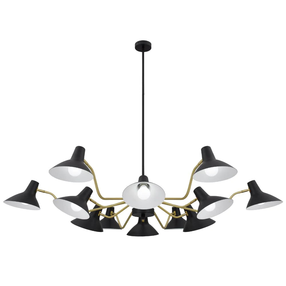 Farbon 12 Lights Pendant Black/Brass Matt Metal - FARBON PE12-BK