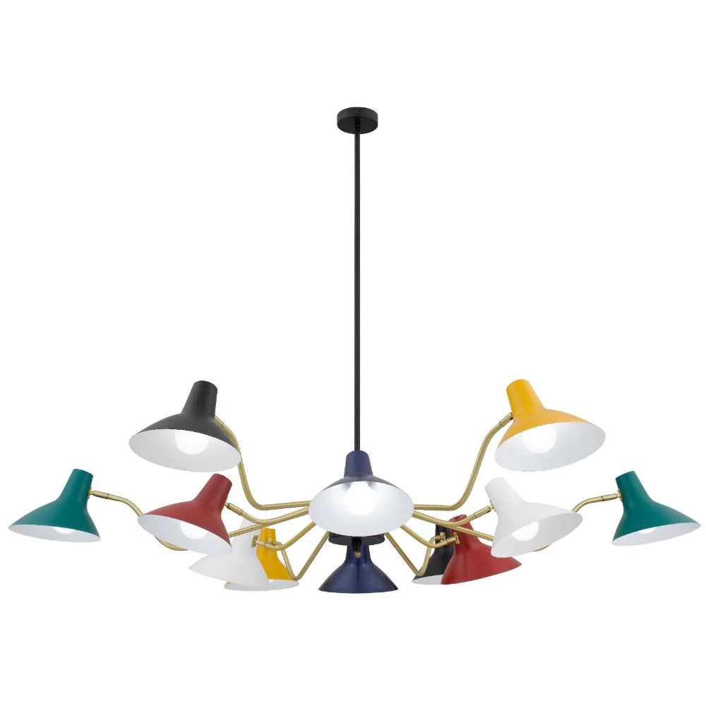 Buy Pendant Lights Australia Farbon 12 Lights Pendant Mult Colour/ Brass Matt Metal - FARBON PE12-MU
