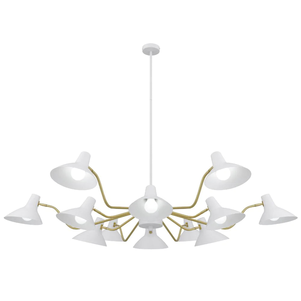 Farbon 12 Lights Pendant White/ Brass Matt Metal - FARBON PE12-WH