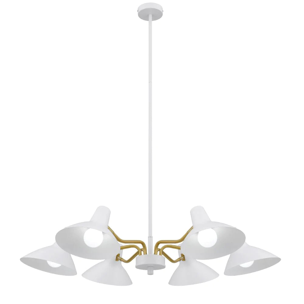 Buy Pendant Lights Australia Farbon 6 Lights Pendant White/Brass Matt Metal - FARBON PE6-WH