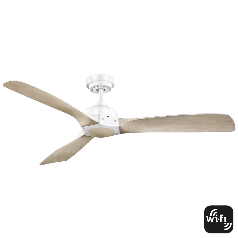 Minota Smart DC Ceiling Fan 52" White & Light Timber - FC620133GWH