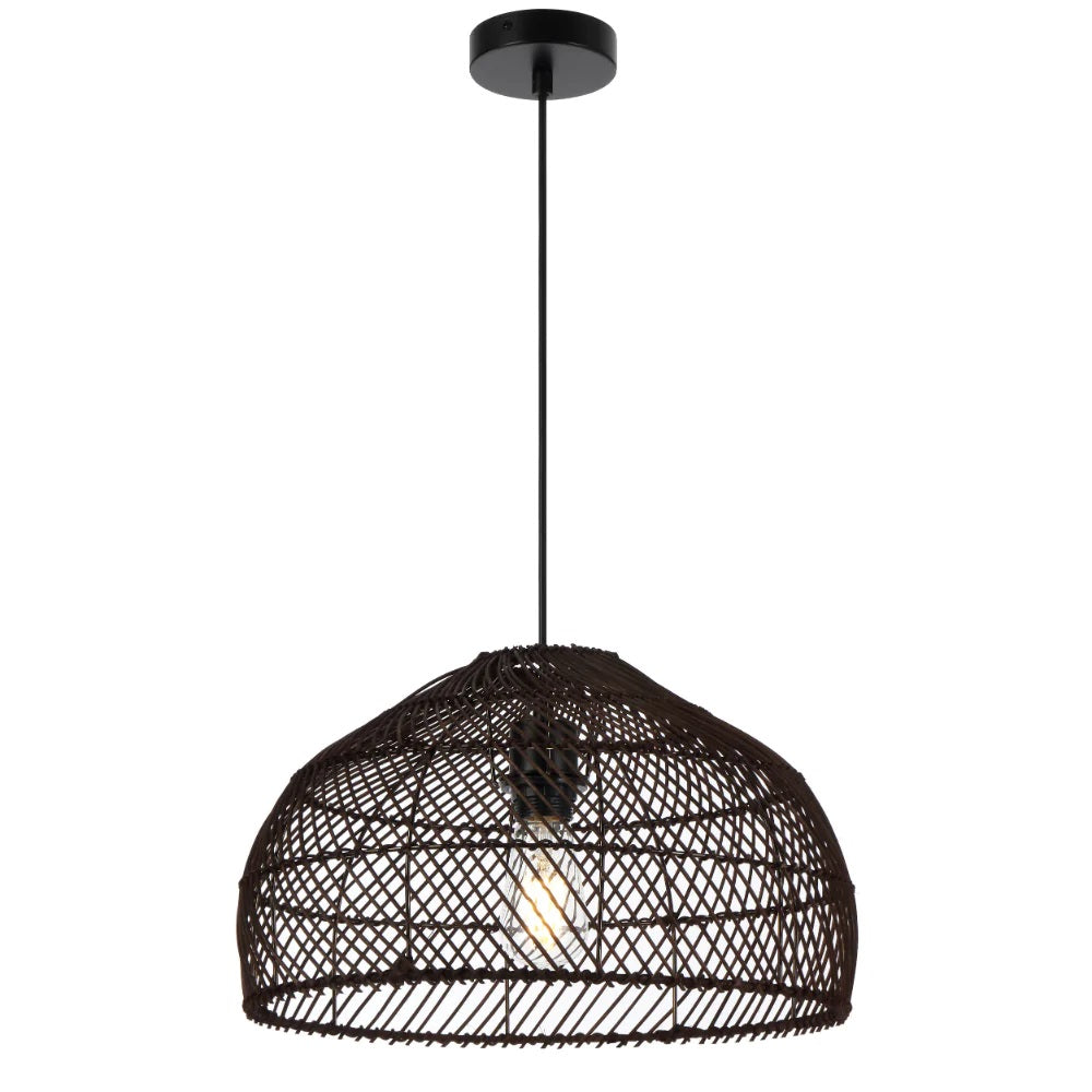 Buy Pendant Lights Australia Frya Pendant Light W400mm Brown Iron / Rattan - FRYA PE40-BRN