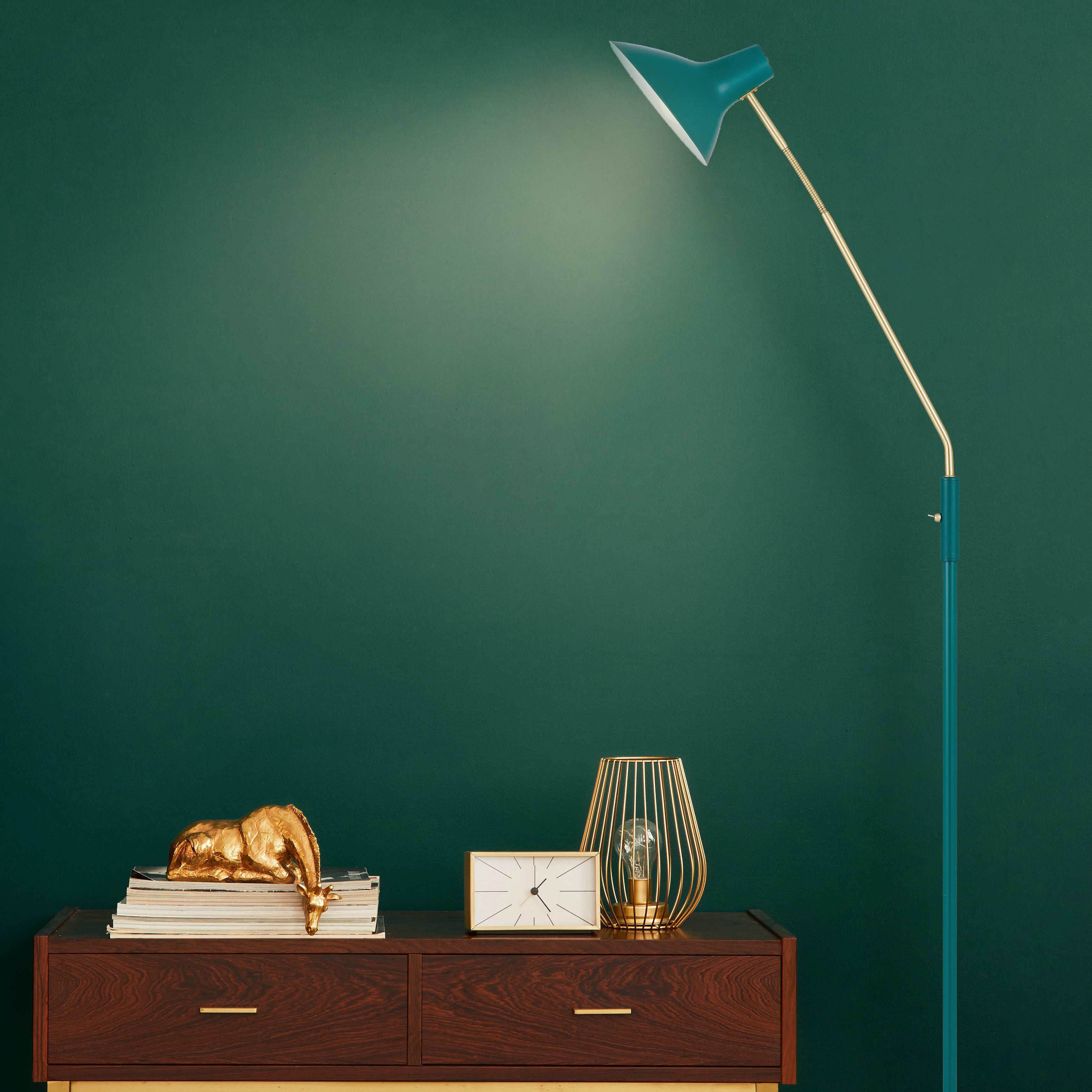 Buy Floor Lamps Australia Farbon 1 Light Floor Lamp Green/ Brass Matt Metal - FARBON FL-GN