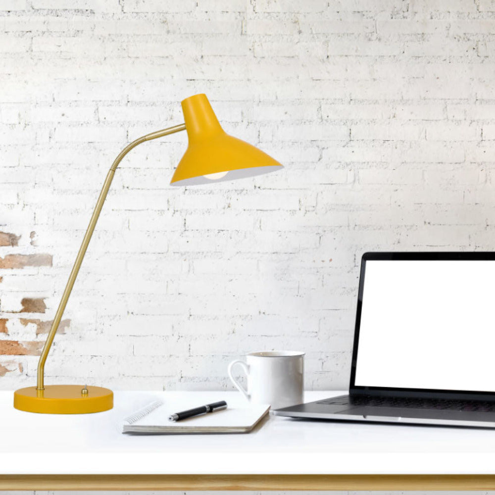 Buy Desk Lamps Australia Farbon 1 Table Lamp Yellow Metal - FARBON TL-YEL