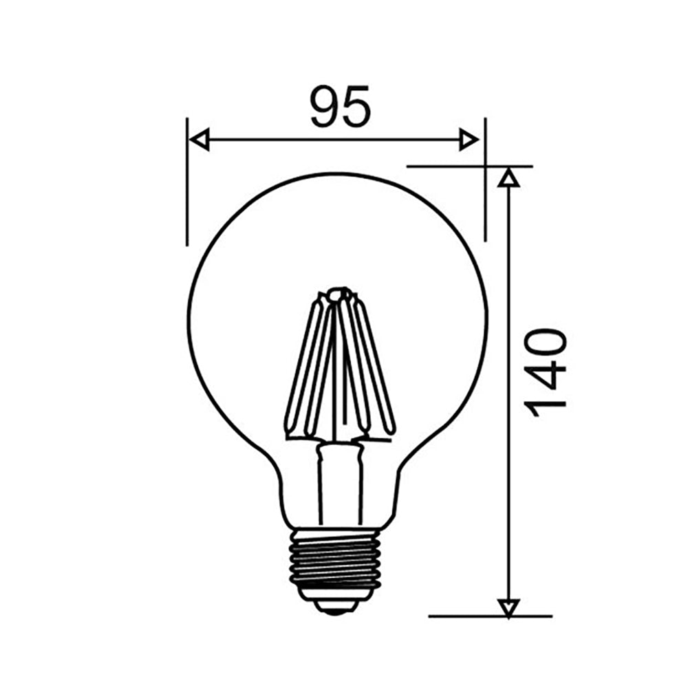 G95 LED Filament Globe ES 6W 240V Frosted Glass 2700K - G9510