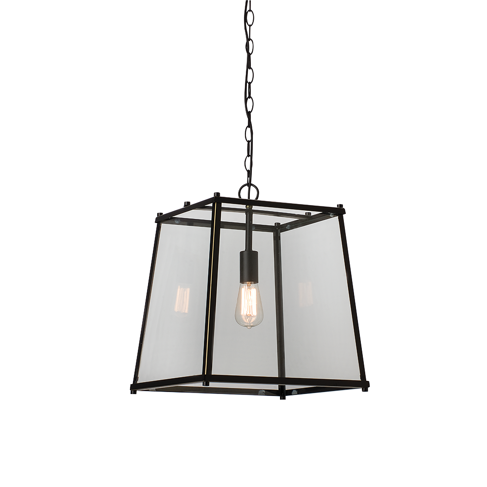 Ceiling Lantern Light W400mm Black Bronze Glass - HL-F11-BZ