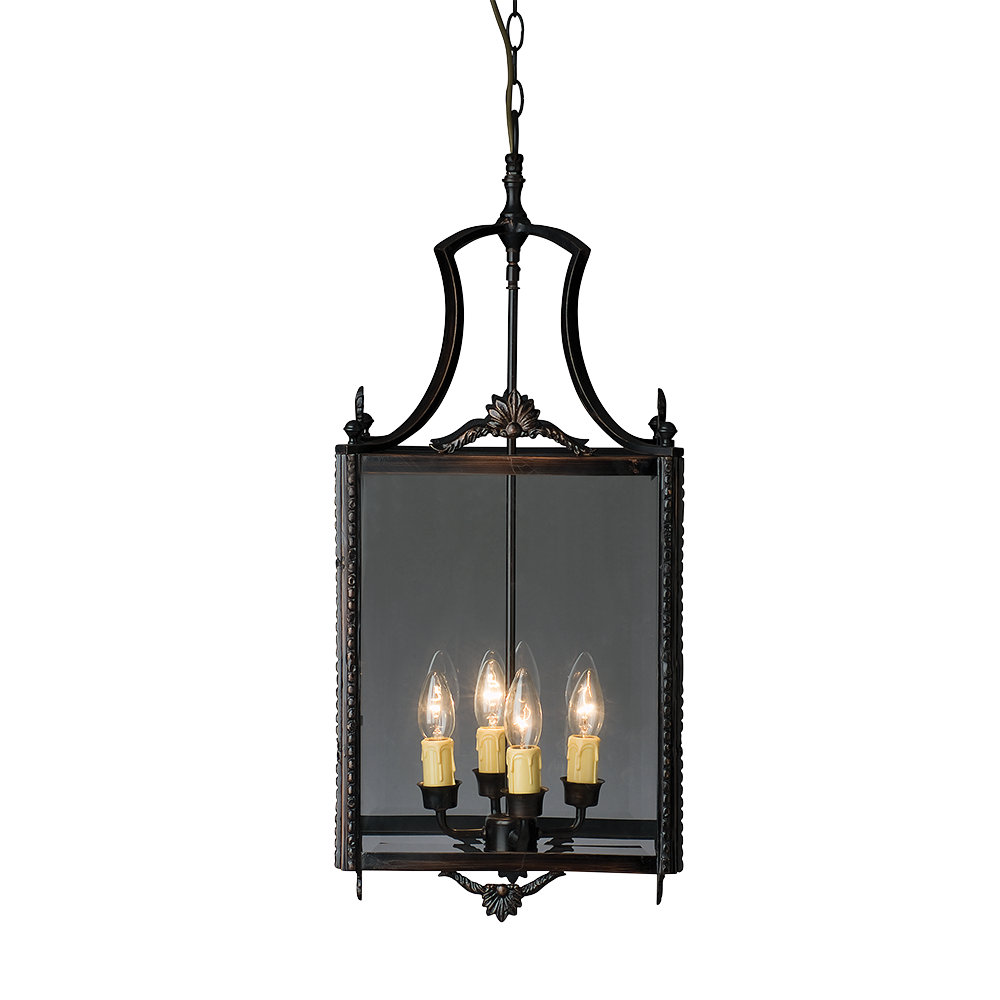 Ceiling Lantern 4 Lights W325mm Black Bronze Glass - HL-1136-4L