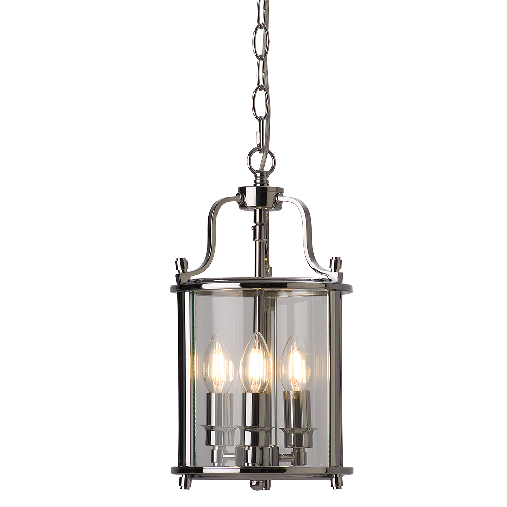 Ceiling Lantern 3 Lights W200mm Bright Chrome Plain Glass - HL-PD3302P-BC