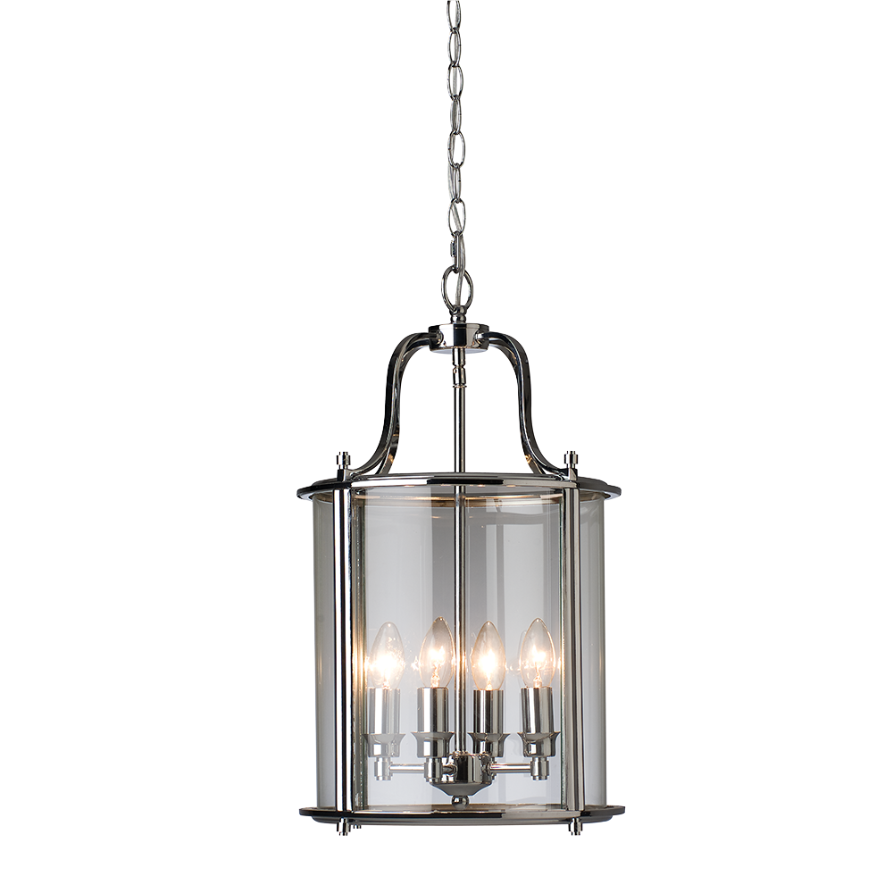 Ceiling Lantern 4 Lights W320mm Bright Chrome Plain Glass - HL-PD3305P-BC