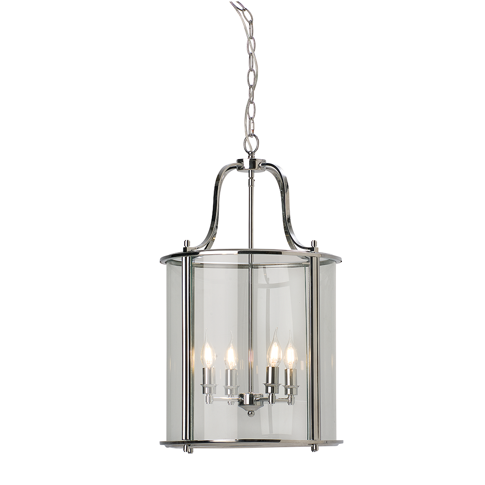 Ceiling Lantern 4 Lights W440mm Bright Chrome Fluted Glass - HL-PD3306F-BC