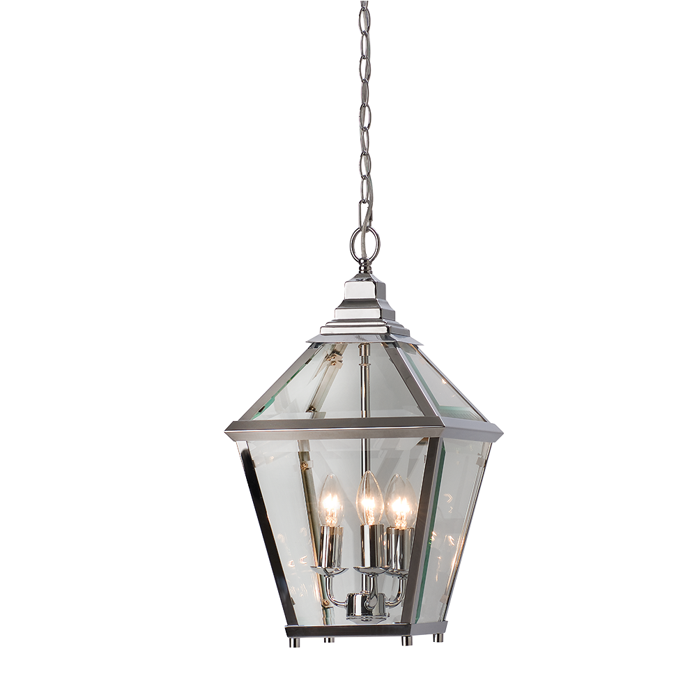 Ceiling Lantern 3 Lights W290mm Bright Chrome Glass - HL-PD9015-3-BC