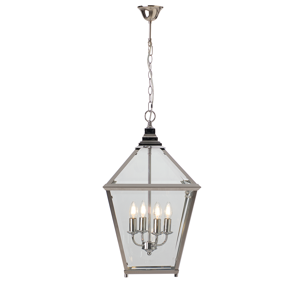 Ceiling Lantern 4 Lights W430mm Bright Chrome Glass - HL-PD9015-4-BC
