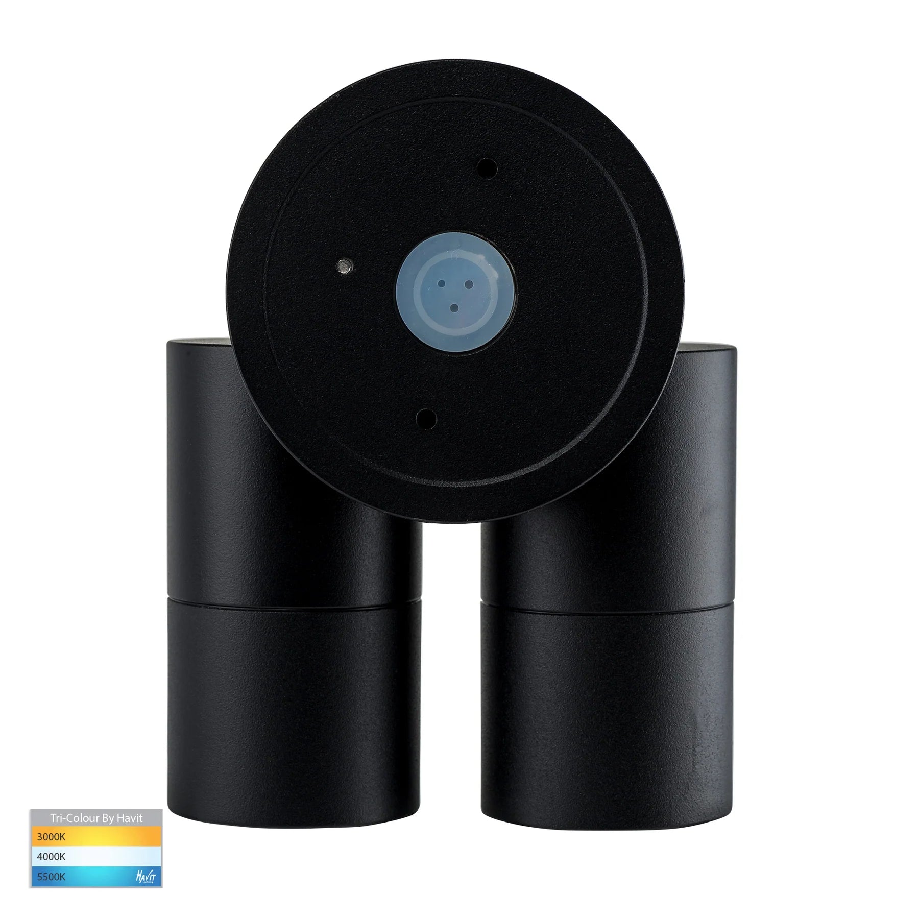 Buy Security Wall Lights Australia Tivah Black TRI Colour Double Adjustable Spot Lights with Sensor- HV1326T-PIR