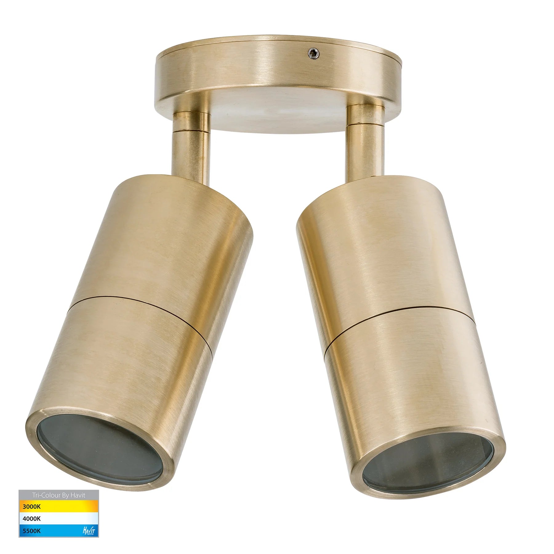 Buy Exterior Wall Lights Australia Tivah Exterior Wall 2 Lights Solid Brass / Clear Glass 3 CCT - HV1357GU10T