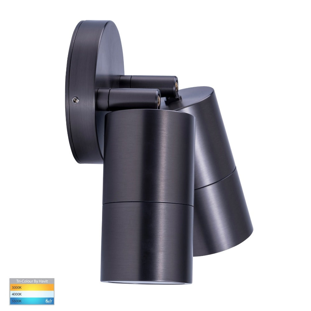 Buy Exterior Wall Lights Australia Tivah Exterior 2 Spotlight 12V B120° Graphite Solid Brass 3CCT - HV1377MR16T