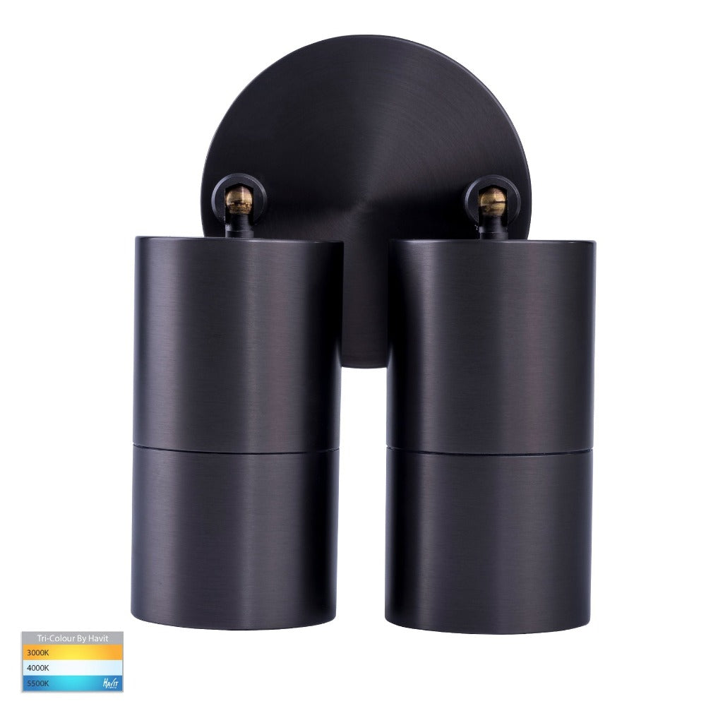 Buy Exterior Wall Lights Australia Tivah Exterior 2 Spotlight 12V B120° Graphite Solid Brass 3CCT - HV1377MR16T