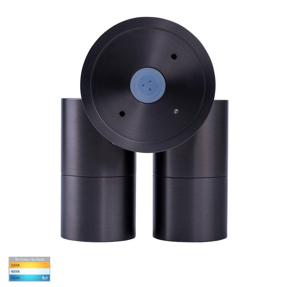 Buy Exterior Wall Lights Australia Tivah Exterior 2 Spotlight 12V B120° Graphite Solid Brass 3CCT - HV1377MR16T