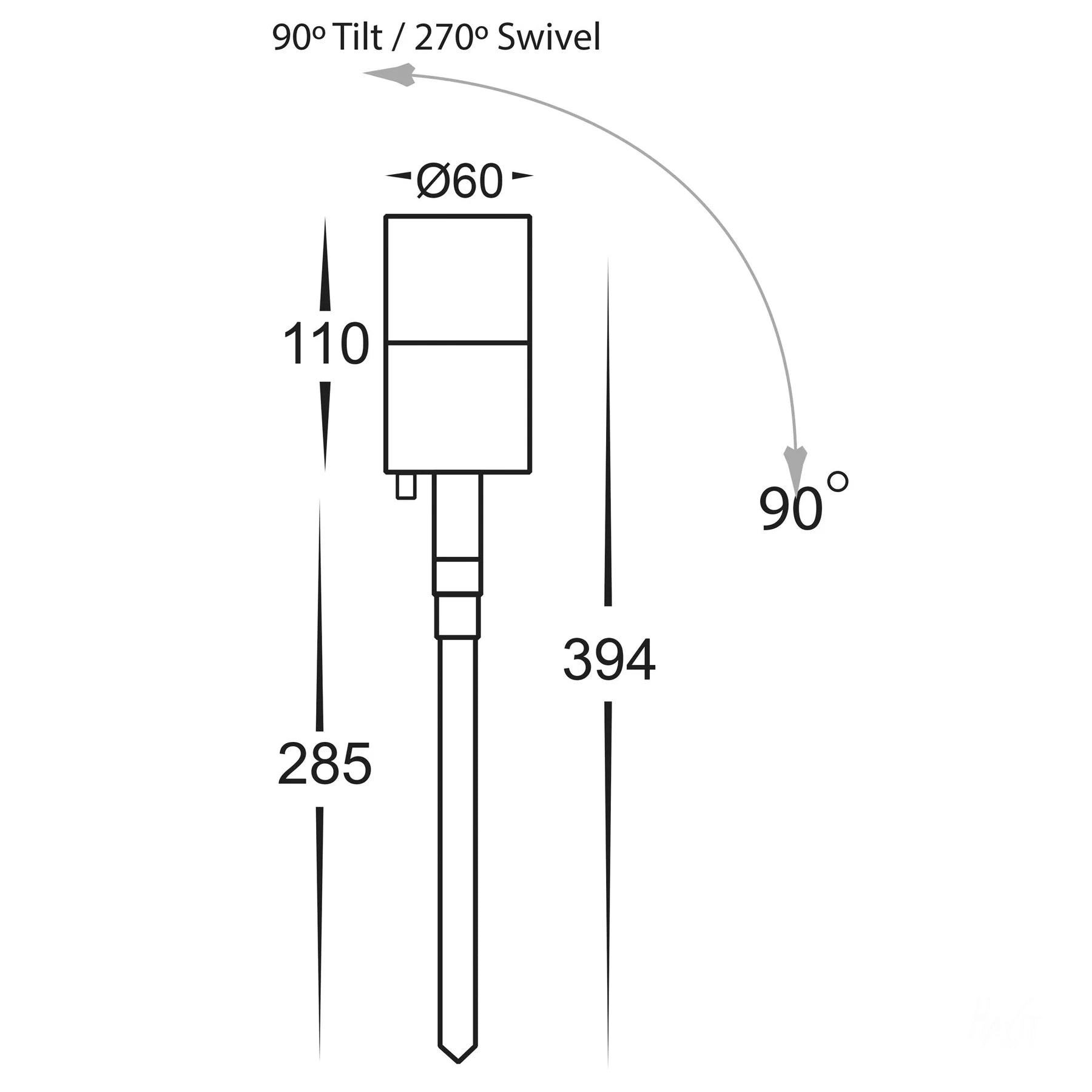 Tivah Spike Light Adjustable H374mm 12V Graphite Brass 3 CCT - HV1497T