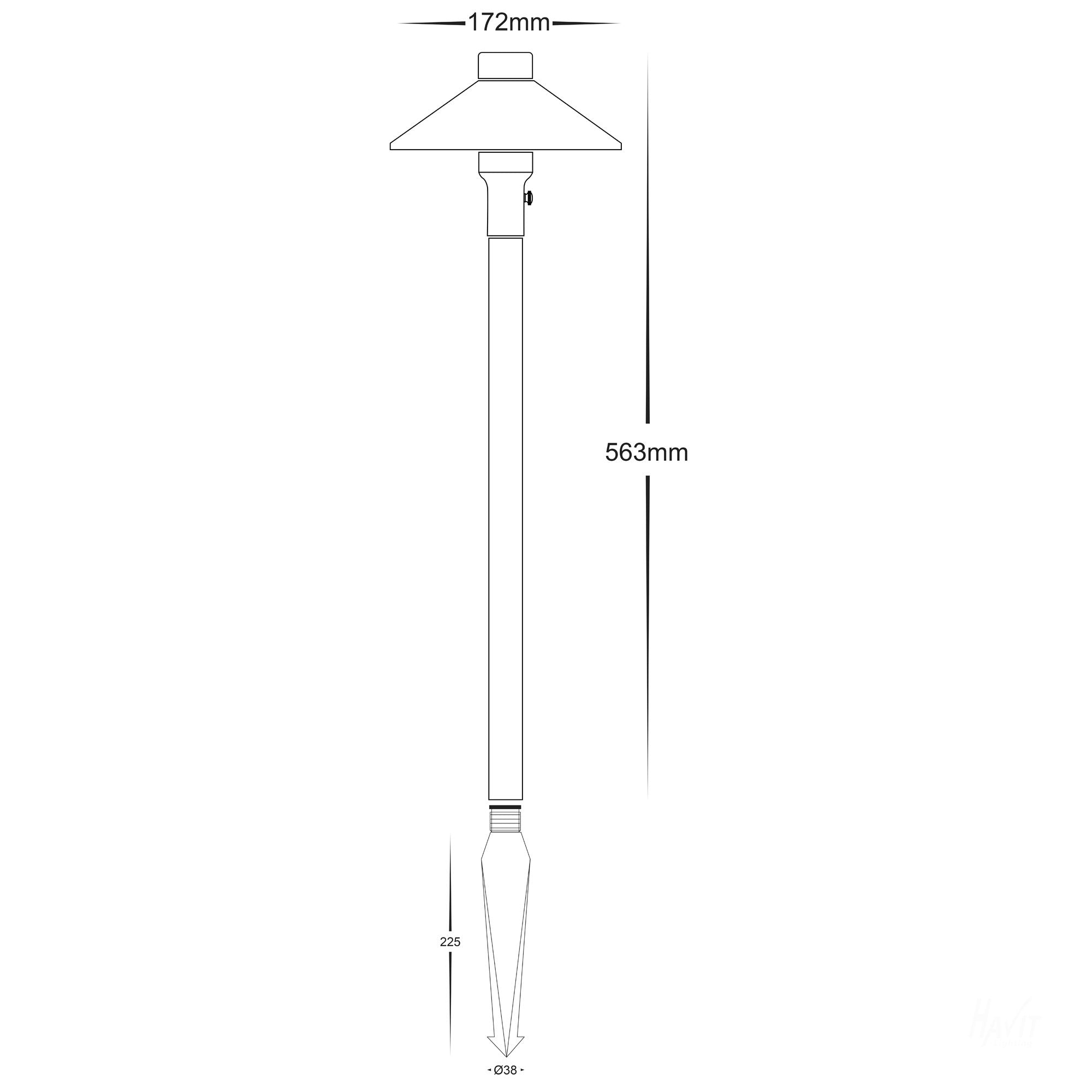 Buy Pathway Lights Australia HV1454W Antic Bollard Light with Spike 3000K - 225mm Spike Antique Brass 