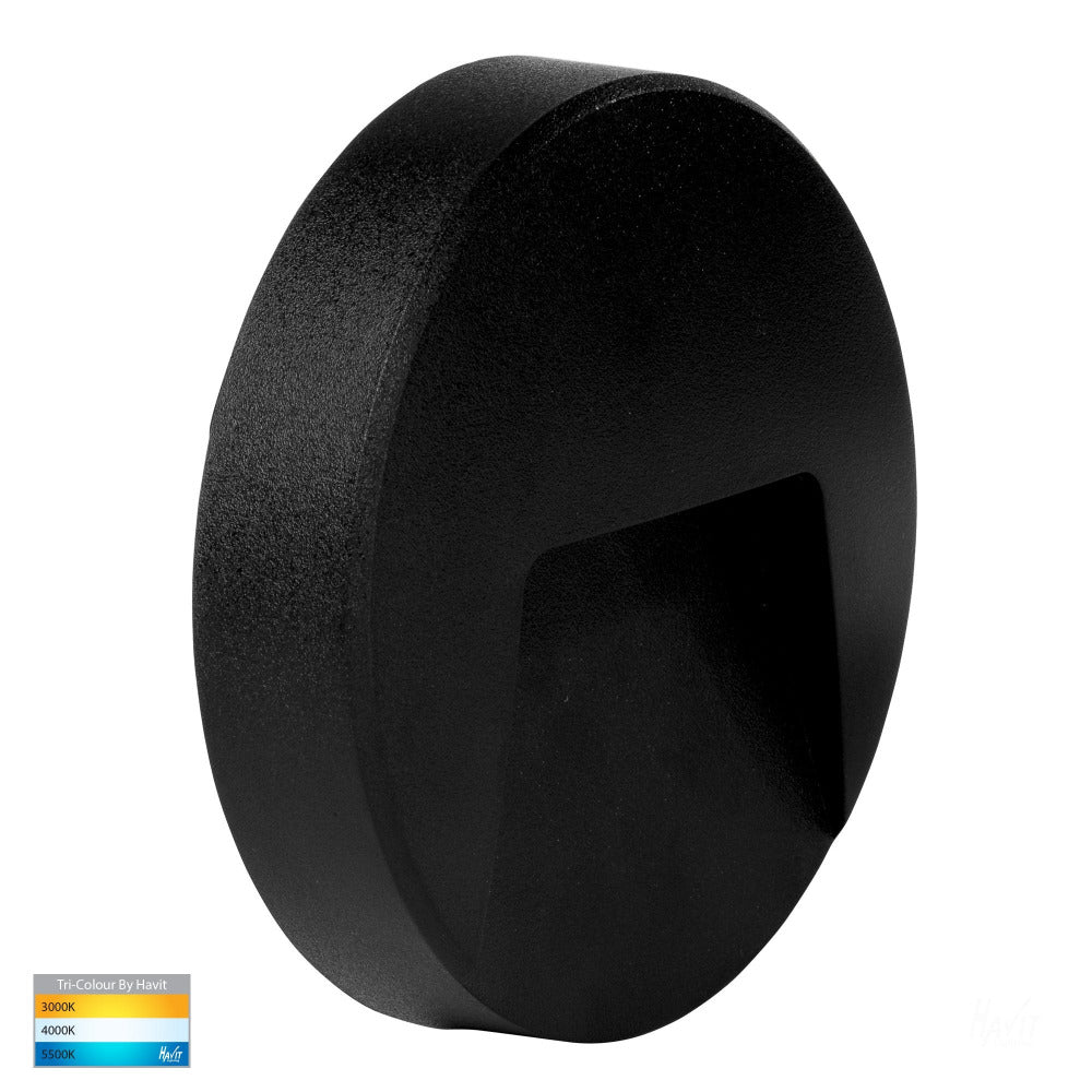 Buy Outdoor Step Lights Australia Seefore LED Step Light Round Black 3CCT - HV3221T-BLK