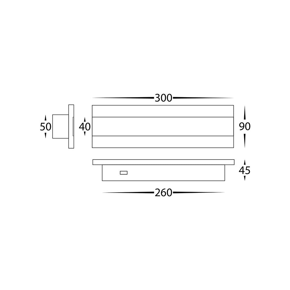 Buy Exterior Wall Lights Australia Barline LED Exterior Wall Light L300mm Black Aluminium 3 CCT - HV3581T-BLK