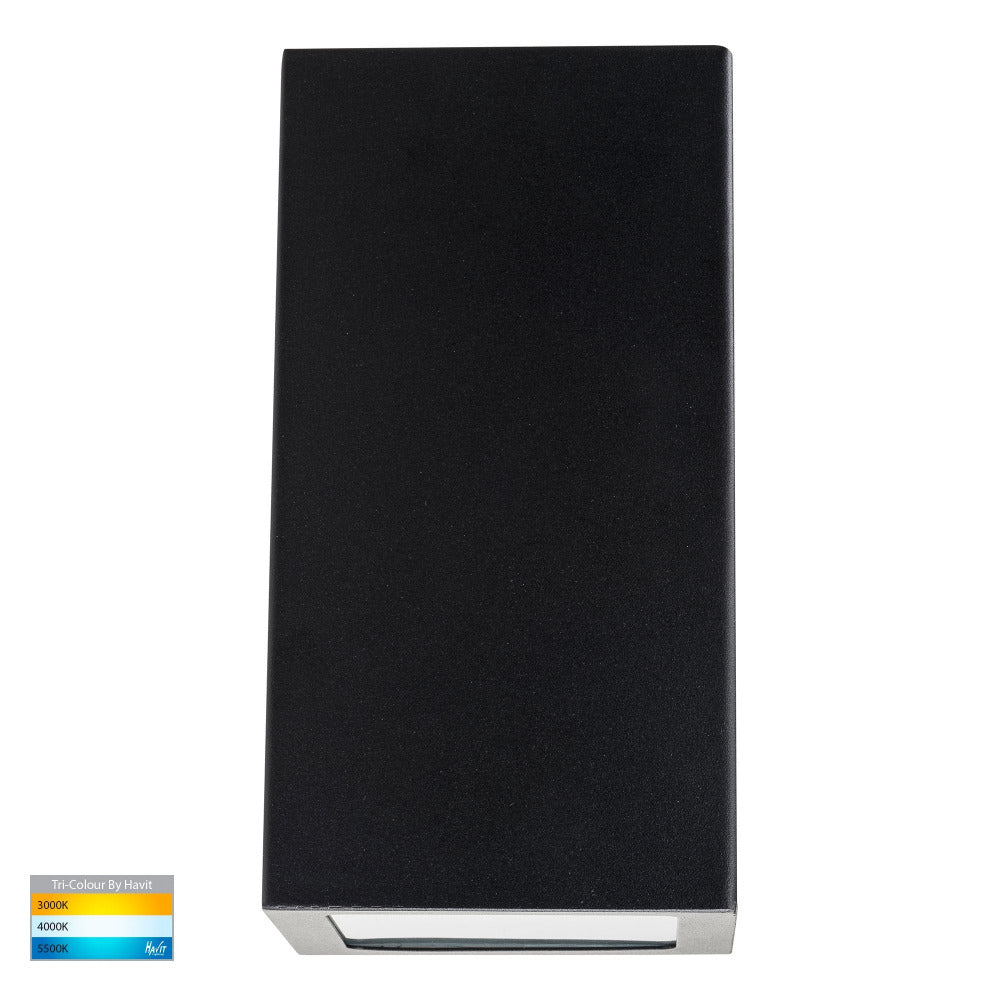 Buy Exterior Wall Lights Australia Taper Square LED Wedge Wall Light 9W Black 316 Stainless Steel 3CCT - HV3601T-BLK
