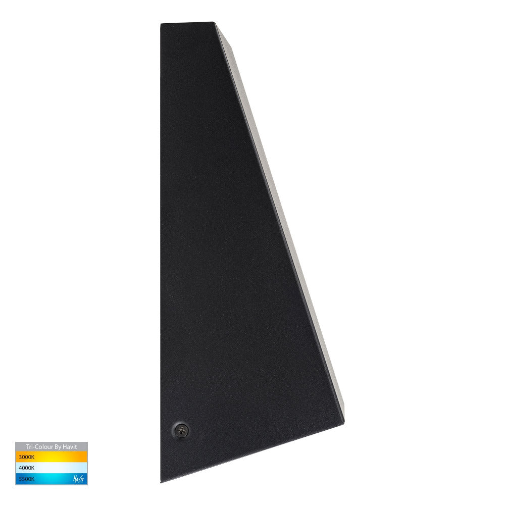 Buy Exterior Wall Lights Australia Taper Square LED Wedge Wall Light 9W Black 316 Stainless Steel 3CCT - HV3601T-BLK