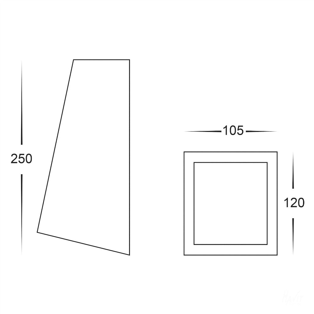 Buy Exterior Wall Lights Australia Taper Square LED Wedge Wall Light 9W Black 316 Stainless Steel 3CCT - HV3601T-BLK