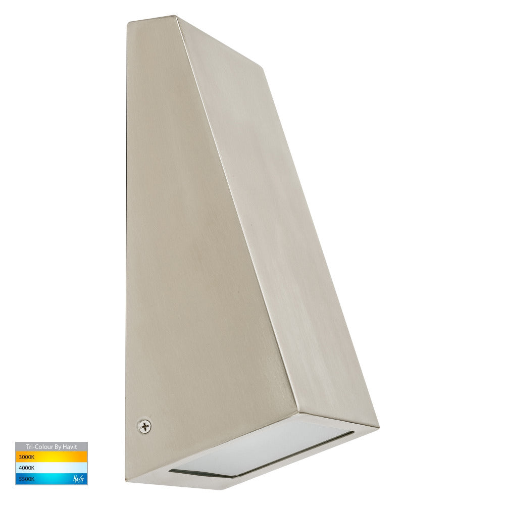 Buy Exterior Wall Lights Australia Taper Square LED Wedge Wall Light 9W 316 Stainless Steel 3CCT - HV3601T-SS316