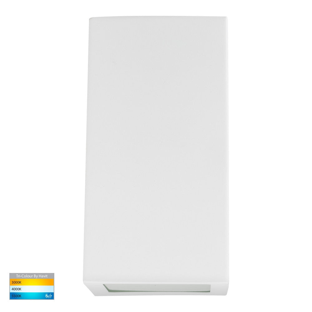 Buy Exterior Wall Lights Australia Taper Square LED Wedge Wall Light 9W White 316 Stainless Steel 3CCT - HV3601T-WHT
