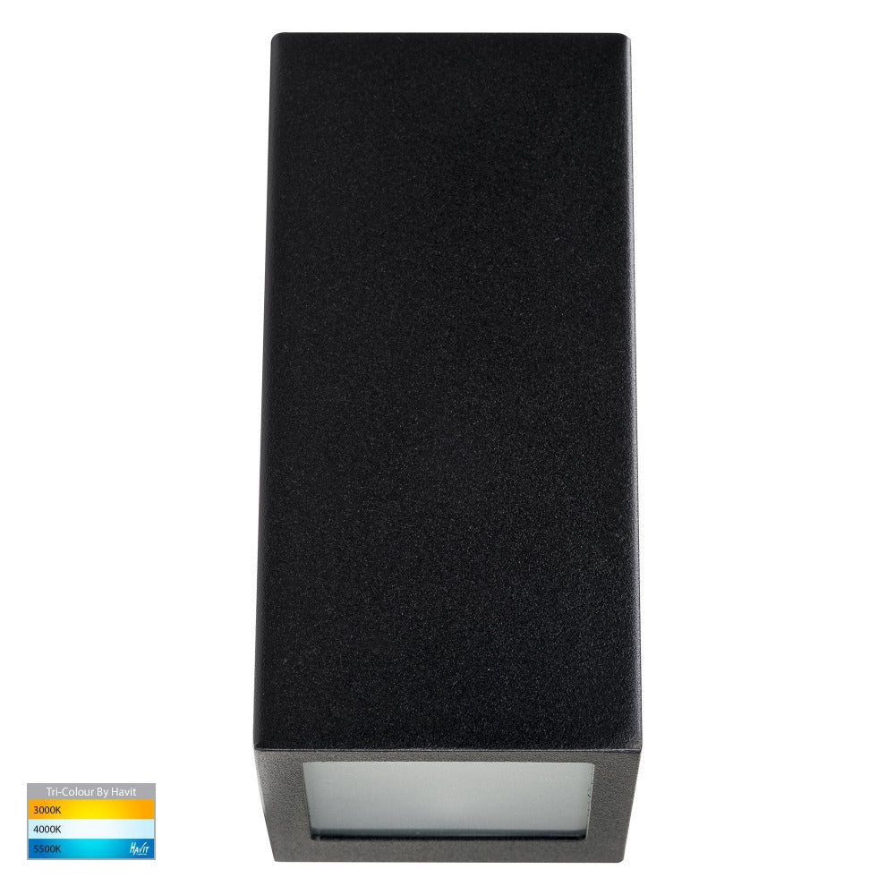 Buy Exterior Wall Lights Australia Taper Square LED Wedge Wall Light 5W Black 316 Stainless Steel 3CCT - HV3602T-BLK