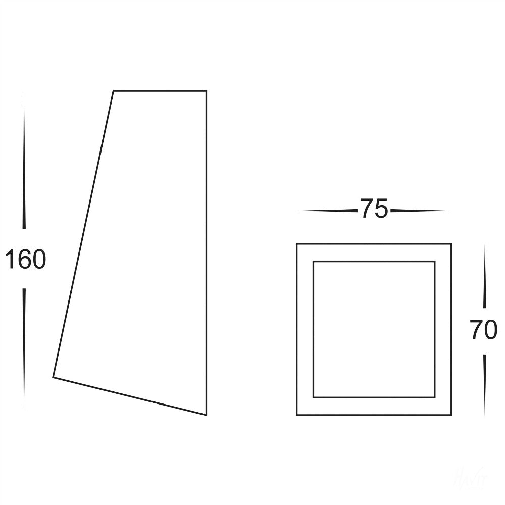 Buy Exterior Wall Lights Australia Taper Square LED Wedge Wall Light 5W Black 316 Stainless Steel 3CCT - HV3602T-BLK